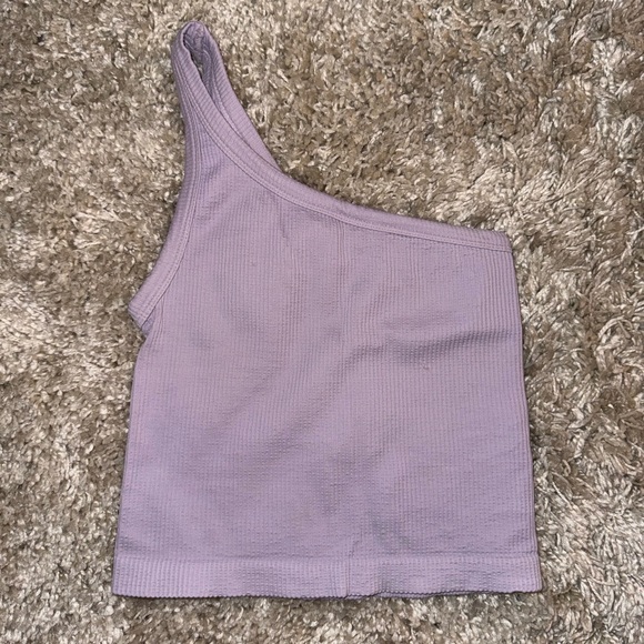 Fab’rik One Shoulder Ribbed Lavender Tank - Picture 3 of 4